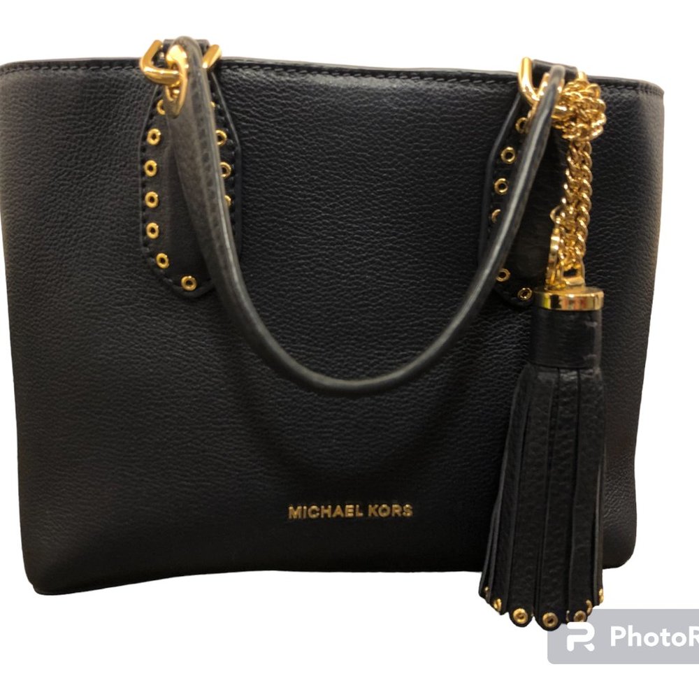 Michael Kors Medium Black Leather Tote Bag / Purse
